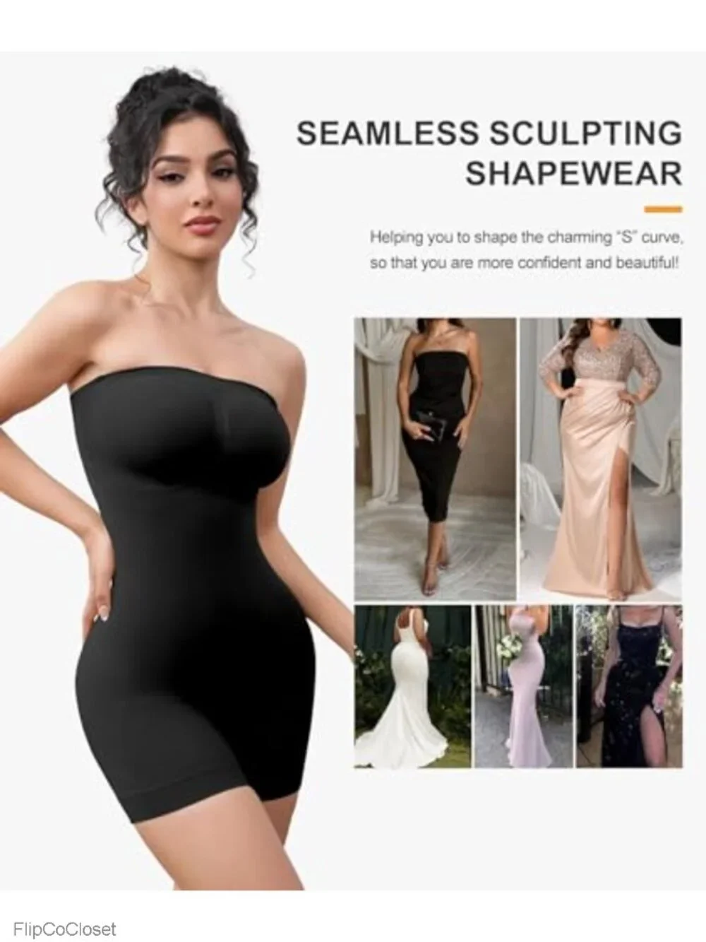 Strapless Shapewear Bodysuit Tummy Control Seamless Body Shaper Removable Straps_2